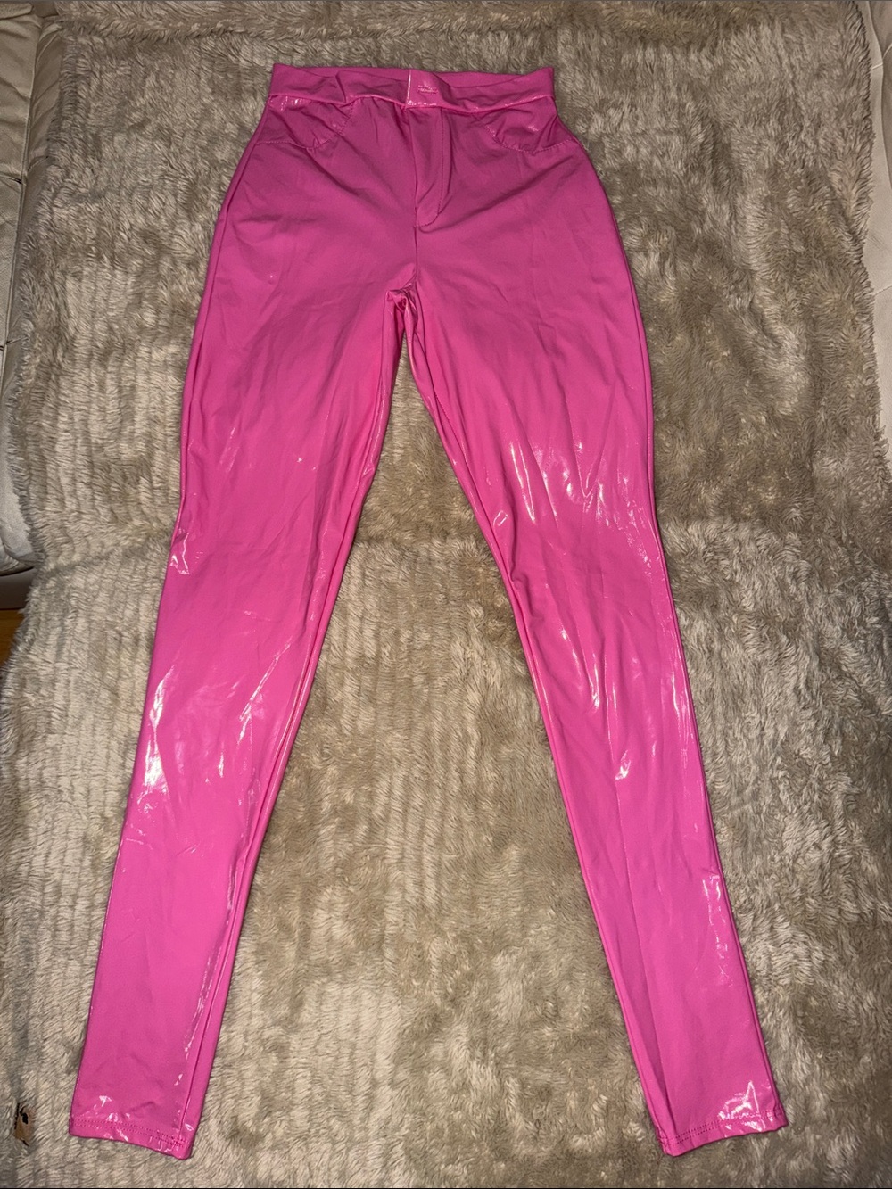 Fashion Nova Hot Pink Shiny Leggings